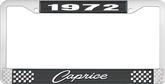 1972 Caprice Style #1 Black and Chrome License Plate Frame with White Lettering