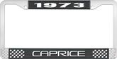 1973 Caprice Style #2 Black and Chrome License Plate Frame with White Lettering