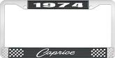 1974 Caprice Style #1 Black and Chrome License Plate Frame with White Lettering