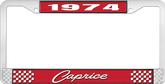 1974 Caprice Style #1 Red and Chrome License Plate Frame with White Lettering