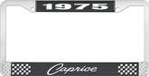 1975 Caprice Style #1 Black and Chrome License Plate Frame with White Lettering