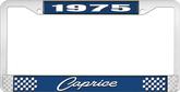 1975 Caprice Style #1 Blue and Chrome License Plate Frame with White Lettering