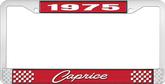 1975 Caprice Style #1 Red and Chrome License Plate Frame with White Lettering