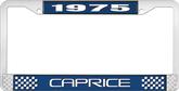 1975 Caprice Style #2 Blue and Chrome License Plate Frame with White Lettering