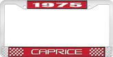 1975 Caprice Style #2 Red and Chrome License Plate Frame with White Lettering