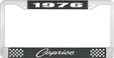 1976 Caprice Style #1 Black and Chrome License Plate Frame with White Lettering