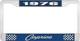 1976 Caprice Style #1 Blue and Chrome License Plate Frame with White Lettering