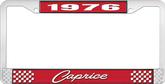 1976 Caprice Style #1 Red and Chrome License Plate Frame with White Lettering