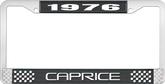 1976 Caprice Style #2 Black and Chrome License Plate Frame with White Lettering