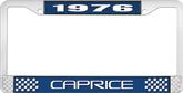 1976 Caprice Style #2 Blue and Chrome License Plate Frame with White Lettering