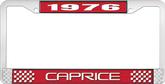 1976 Caprice Style #2 Red and Chrome License Plate Frame with White Lettering
