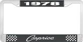 1978 Caprice Style #1 Black and Chrome License Plate Frame with White Lettering