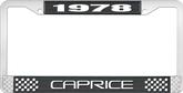 1978 Caprice Style #2 Black and Chrome License Plate Frame with White Lettering