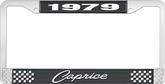 1979 Caprice Style #1 Black and Chrome License Plate Frame with White Lettering