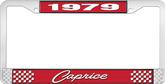 1979 Caprice Style #1 Red and Chrome License Plate Frame with White Lettering