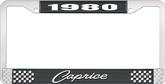 1980 Caprice Style #1 Black and Chrome License Plate Frame with White Lettering