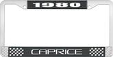 1980 Caprice Style #2 Black and Chrome License Plate Frame with White Lettering