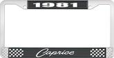 1981 Caprice Style #1 Black and Chrome License Plate Frame with White Lettering