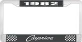 1982 Caprice Style #1 Black and Chrome License Plate Frame with White Lettering