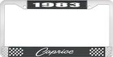 1983 Caprice Style #1 Black and Chrome License Plate Frame with White Lettering