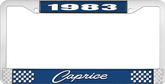 1983 Caprice Style #1 Blue and Chrome License Plate Frame with White Lettering