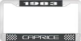 1983 Caprice Style #2 Black and Chrome License Plate Frame with White Lettering