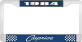 1984 Caprice Style #1 Blue and Chrome License Plate Frame with White Lettering