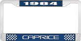 1984 Caprice Style #2 Blue and Chrome License Plate Frame with White Lettering