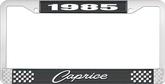 1985 Caprice Style #1 Black and Chrome License Plate Frame with White Lettering