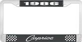 1986 Caprice Style #1 Black and Chrome License Plate Frame with White Lettering