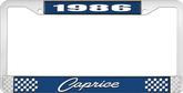 1986 Caprice Style #1 Blue and Chrome License Plate Frame with White Lettering
