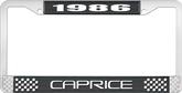 1986 Caprice Style #2 Black and Chrome License Plate Frame with White Lettering