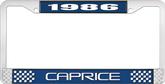 1986 Caprice Style #2 Blue and Chrome License Plate Frame with White Lettering