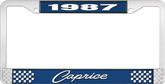 1987 Caprice Style #1 Blue and Chrome License Plate Frame with White Lettering
