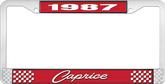 1987 Caprice Style #1 Red and Chrome License Plate Frame with White Lettering