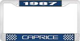 1987 Caprice Style #2 Blue and Chrome License Plate Frame with White Lettering