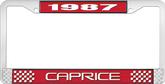 1987 Caprice Style #2 Red and Chrome License Plate Frame with White Lettering