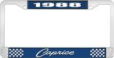 1988 Caprice Style #1 Blue and Chrome License Plate Frame with White Lettering