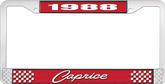 1988 Caprice Style #1 Red and Chrome License Plate Frame with White Lettering