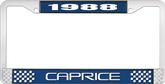 1988 Caprice Style #2 Blue and Chrome License Plate Frame with White Lettering