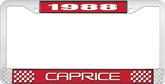 1988 Caprice Style #2 Red and Chrome License Plate Frame with White Lettering