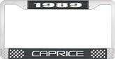 1989 Caprice Style #1 Black and Chrome License Plate Frame with White Lettering