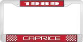1989 Caprice Style #2 Red and Chrome License Plate Frame with White Lettering