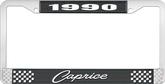 1990 Caprice Style #1 Black and Chrome License Plate Frame with White Lettering
