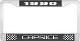 1990 Caprice Style #2 Black and Chrome License Plate Frame with White Lettering