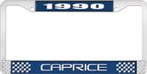1990 Caprice Style #2 Blue and Chrome License Plate Frame with White Lettering