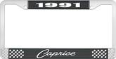 1991 Caprice Style #1 Black and Chrome License Plate Frame with White Lettering