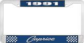 1991 Caprice Style #1 Blue and Chrome License Plate Frame with White Lettering
