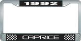 1992 Caprice Style #2 Black and Chrome License Plate Frame with White Lettering