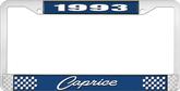 1993 Caprice Style #1 Blue and Chrome License Plate Frame with White Lettering